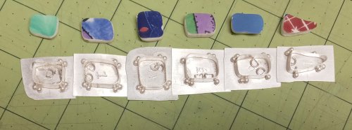 Judy Larson's Broken  AKA Bits and Pieces Dish Jewelry - , Metalwork, Filing, Finishing, Tumbling, Tumble, Tumbling Jewelry, Butane Torch, Soldering, Solder, Design, line up the links